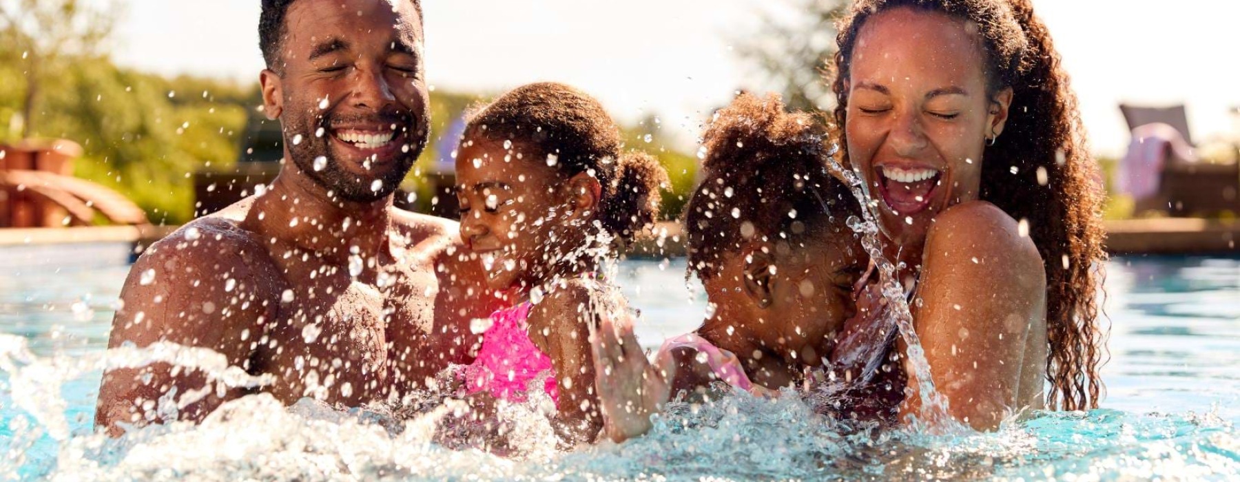 a group of people in a pool