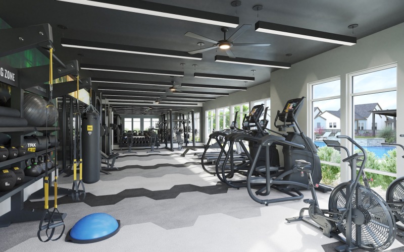a gym with exercise equipment
